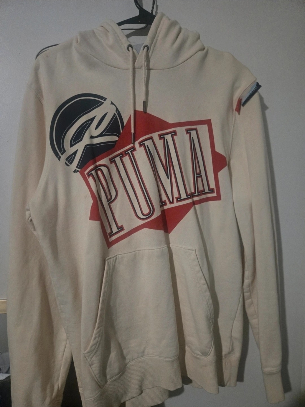 Puma Cream Hoodie with Red and Black Graphic
